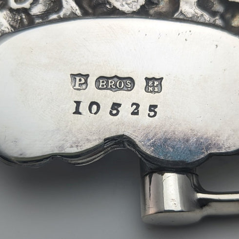 英国アンティーク シルバープレート製 大型バスケット 花彫刻 稼働ハンドル 548g